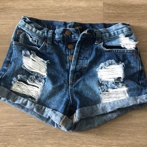 High rise jean shorts
